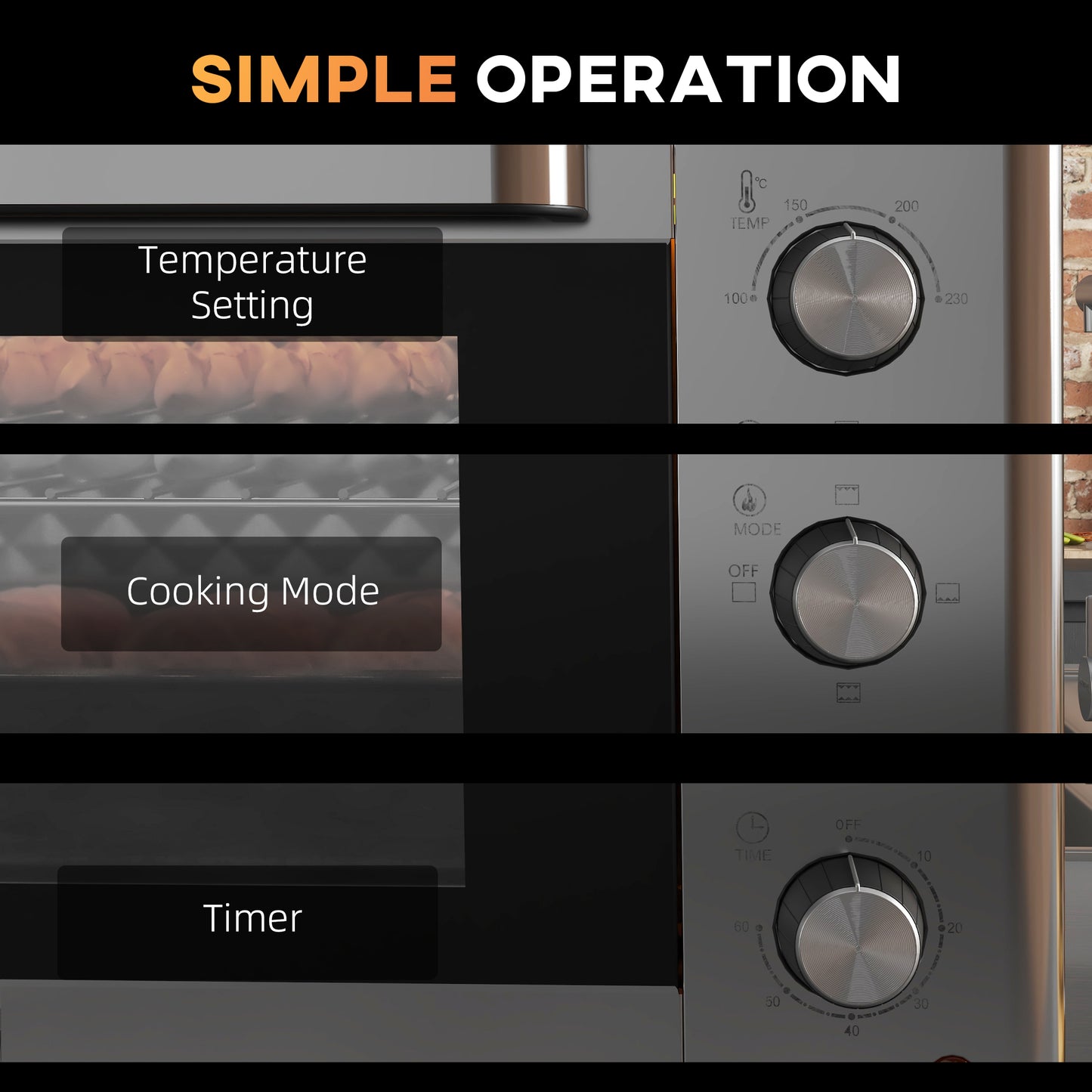 30L 60-230℃ Mini Electric Oven, with Accessories - Silver Tone