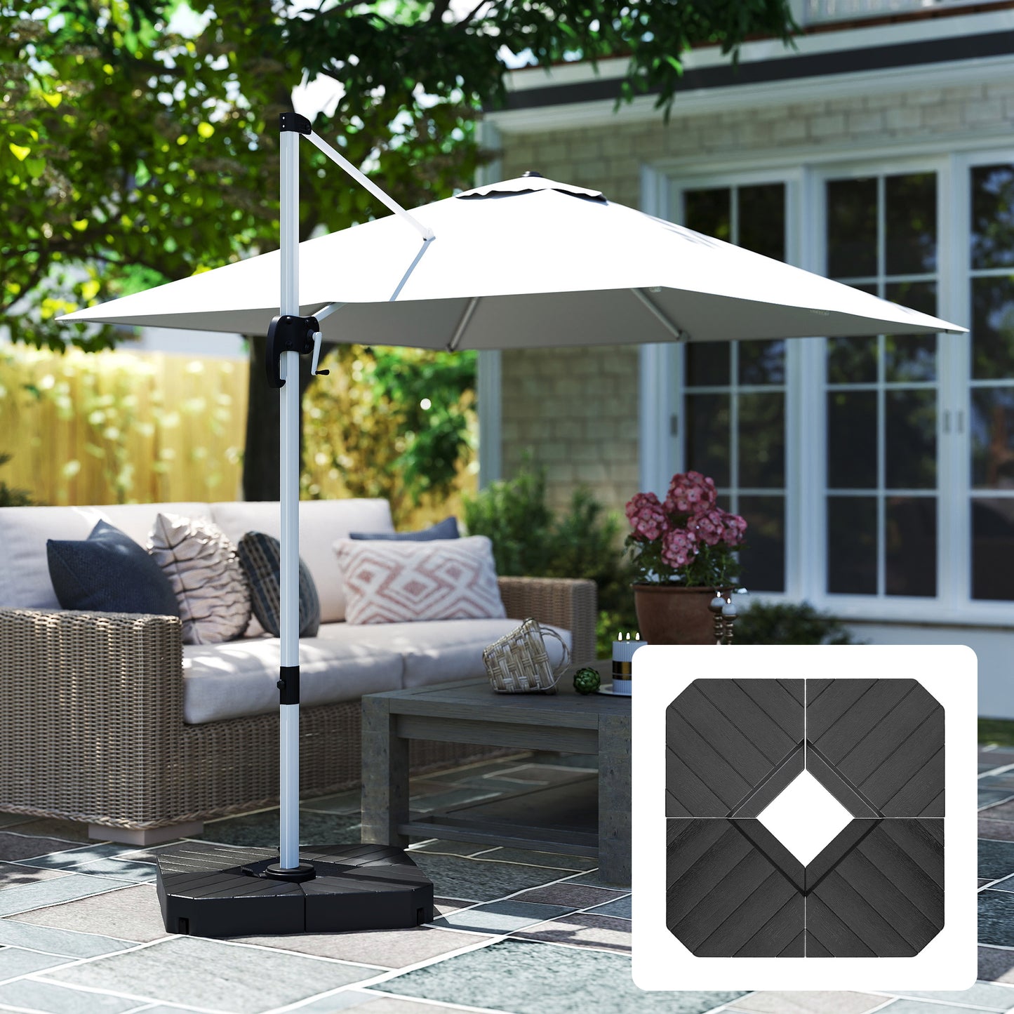 Umbrella Weights for Cantilever Parasols, Set of 4 Heavy Duty Parasol Base Stand Weights, 80kg Sand or 60kg Water Filled