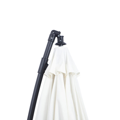 3(m) Cantilever Umbrella 18 Ribs & Vents Adjustable Angle for Patio Cream White