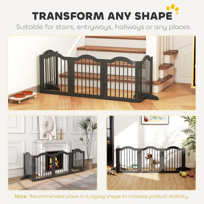 Freestanding Dog Gate Wooden Stair Gate for Dogs with Support Feet Foldable Pet Fence Safety Barrier for the House Doorway St