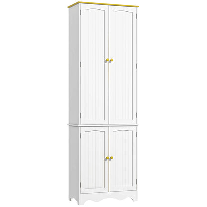 Freestanding 4-Door Kitchen Cupboard, Storage Cabinet Organizer with 4 Shelves, 183cm, White