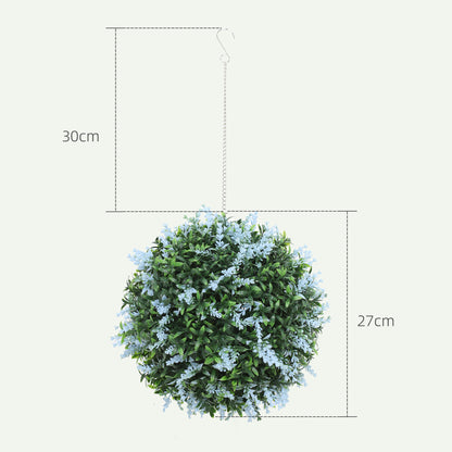 Set of 2 Artificial Plant Topiary Balls, UV-protected Fake Decorative Plants, Blue