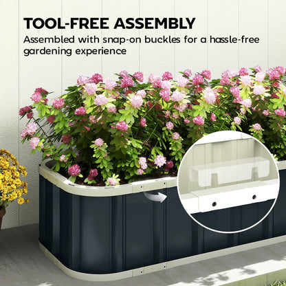 Galvanised Raised Garden Bed, 5 x 2 x 1 ft Metal Planter with Gloves and Folded Edging, Dark Grey