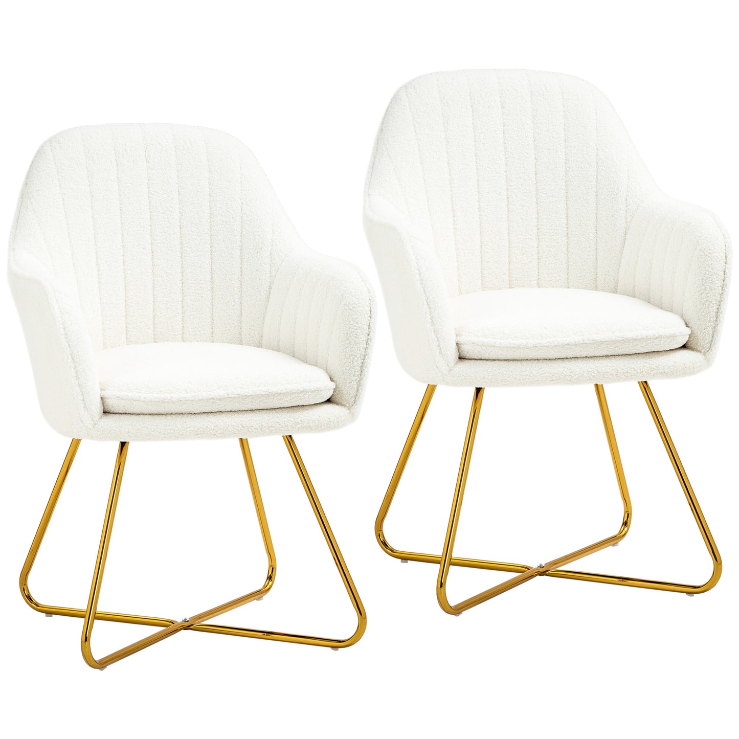Set of Two Boucle Dining Chairs - Cream
