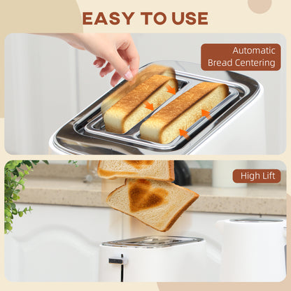 Kettle and Toaster Set, 1.7L 3000W Fast Boil Kettle & 2 Slice Toaster Kitchen Set with 6 Level Browning Controls, Defrost
