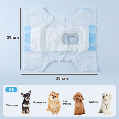Disposable Dog Diapers Female Incontinence or Excitable Urination and Training 48 Count, XS, 15-33 cm