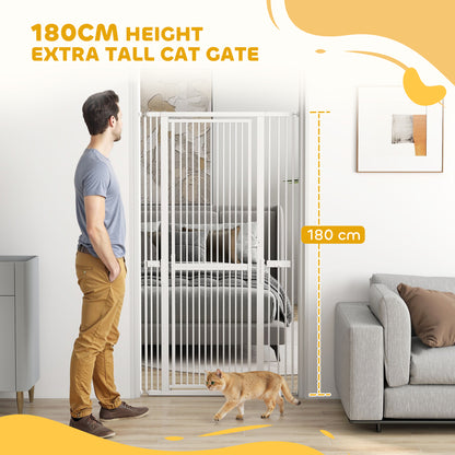 180cm Extra Tall Pet Gate with 3.5 cm Narrow Gap, Pressure Mounted No Drilling Cat Gate for Doorways, 77-104cm Width