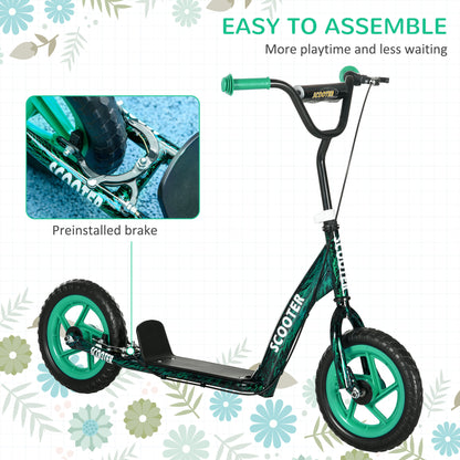 Kids Scooter with Adjustable Handlebar, Children's Kick Scooter with Non-slip Footplate, Rear Brake, Kickstand, Green
