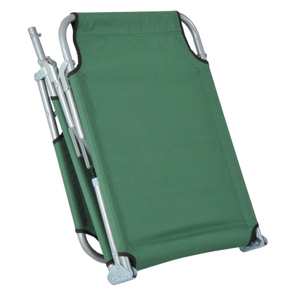 Reclining Sun Lounger Chair Folding Camping Bed with 4-Position Adjustable Backrest