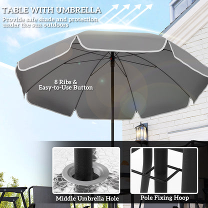 4 Seater Garden Furniture Set, 6 Pieces Garden Table and Chairs with Parasol, Outdoor Garden Dining Set