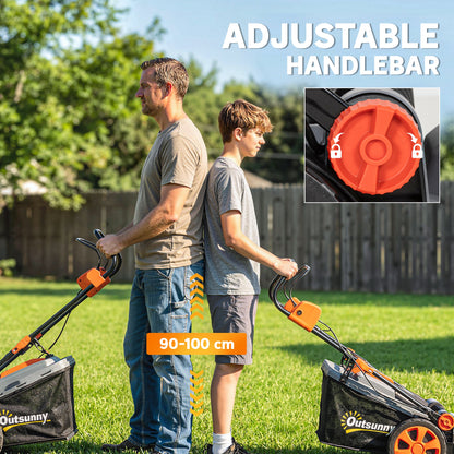 1800W Electric Lawnmower with 40cm Cutting Width, Mulching Feature, 50L Grass Collection Bag, 6 Cutting Heights
