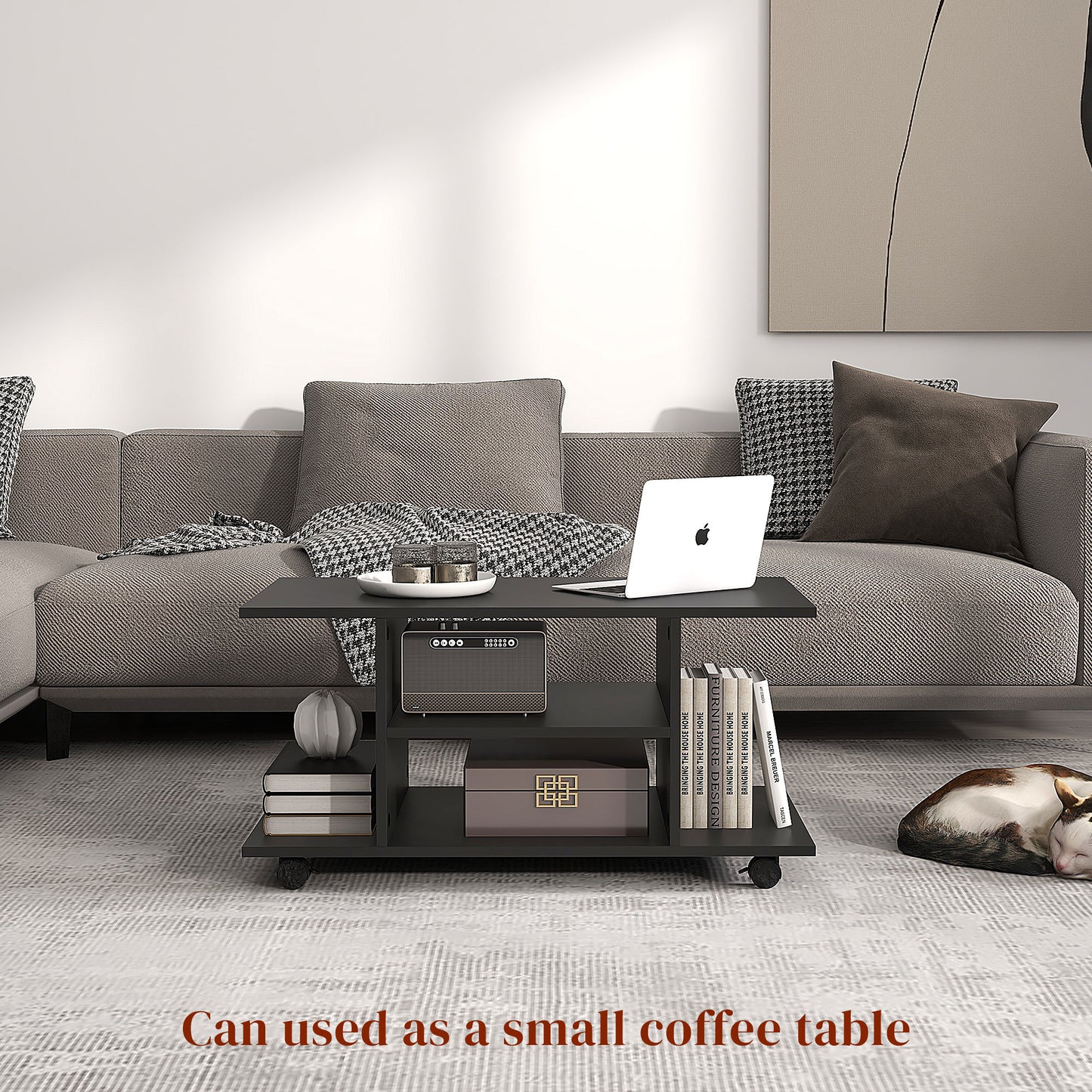 Modern TV Cabinet Stand Storage Shelves Table Mobile Bedroom Furniture Bookshelf Bookcase Black