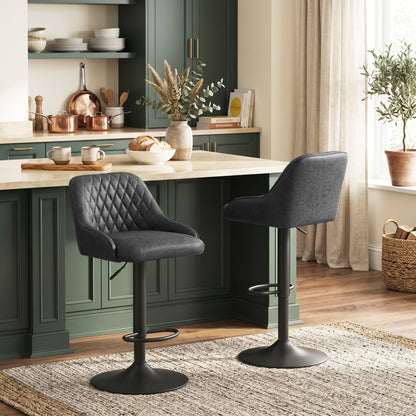 Bar Stools Adjustable Swivel Kitchen Chairs with Backrest Set of 2 for Kitchen Island Black