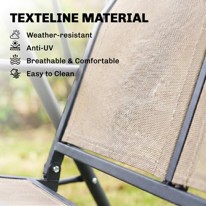 3 Seater Swing Chair, Garden Swing Bench with Adjustable Tilting Canopy