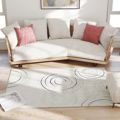 Modern Area Rug, Swirl Pattern Machine Washable Rug, Allergy-Friendly Floor Carpet for Living Room, Bedroom, Dining Room
