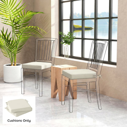 Outdoor Chair Seat Cushions Set of 2, Garden Chair Cushions with 7cm Thick Foam & Ties, Cream White