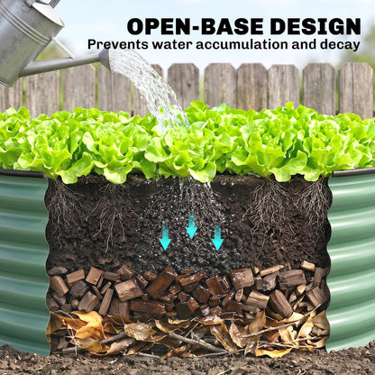 Galvanised Raised Garden Bed with Safety Edging, Outdoor Raised Planter Box with Gloves, 120 x 120 x 43cm, Light Green