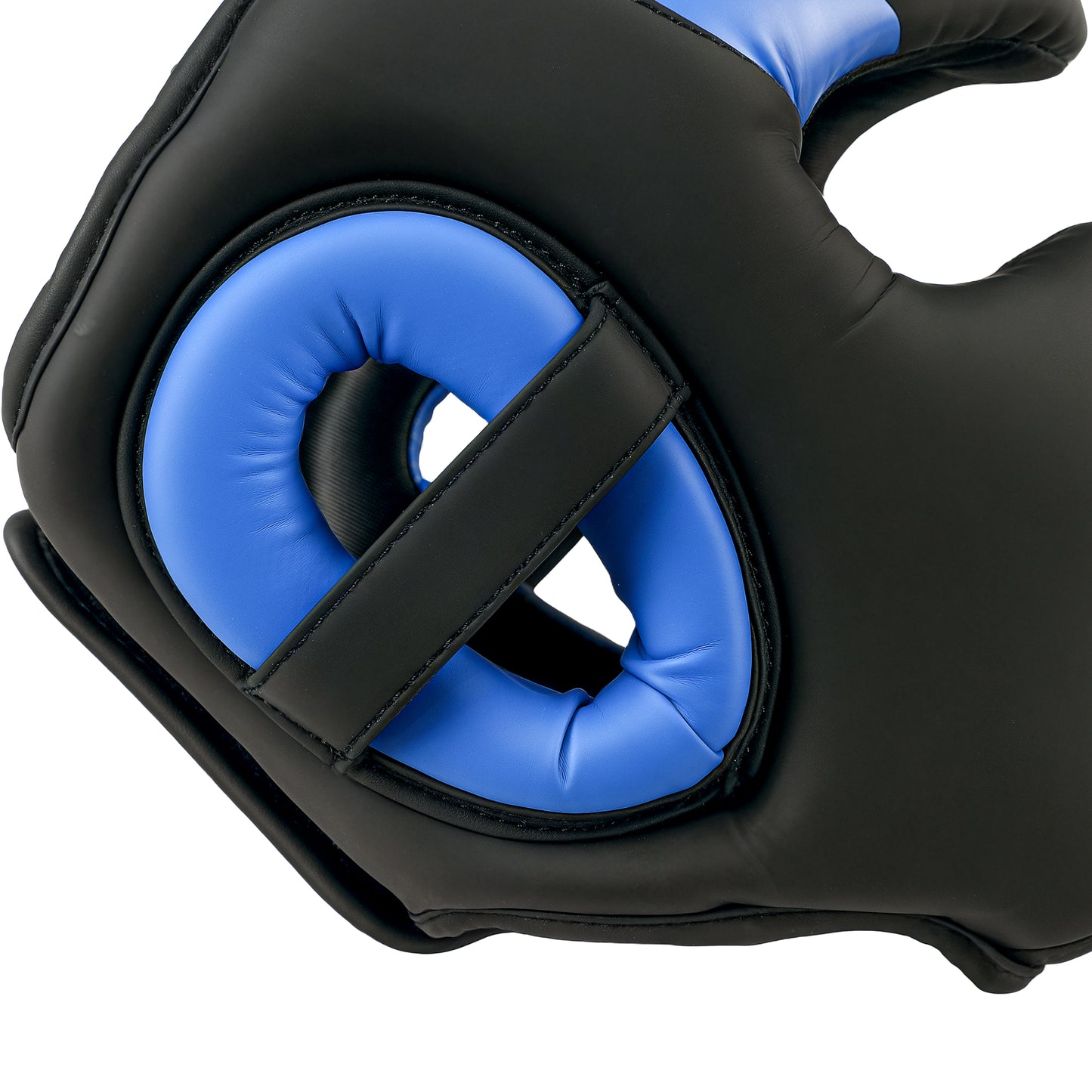 Boxing Headguard w/ Adjustable Strap for Sparring, Kickboxing, MMA, Blue/Black
