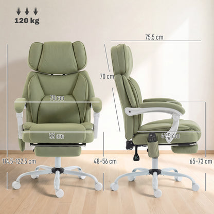 High Back Vibration Massage Office Chair Heated Reclining Computer Chair w/ Adjustable Height, Swivel Wheels, Lime Green