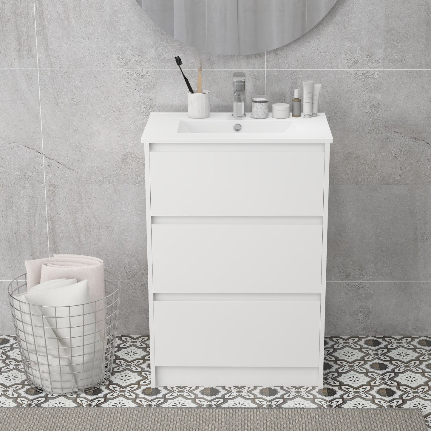 600mm Bathroom Vanity Unit with Basin and Single Tap Hole