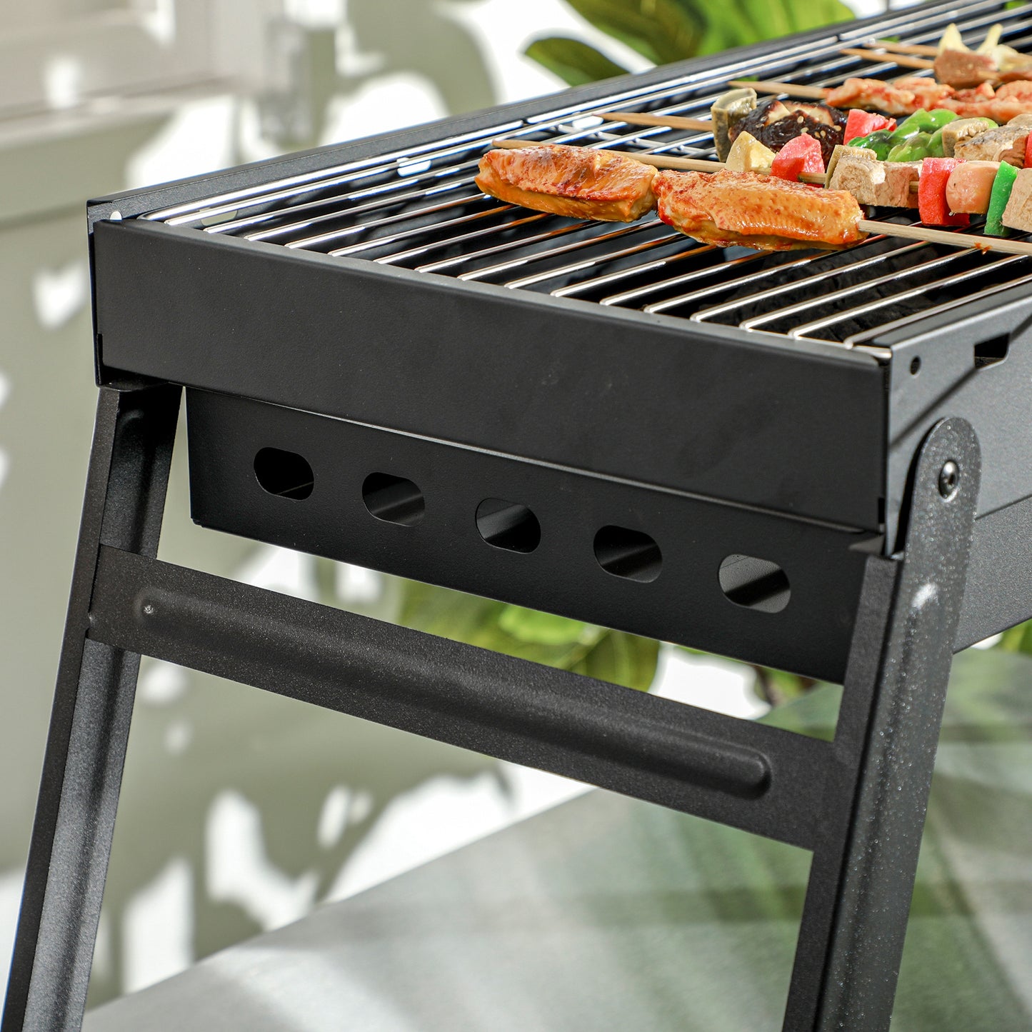 Foldable Charcoal Grill - Black