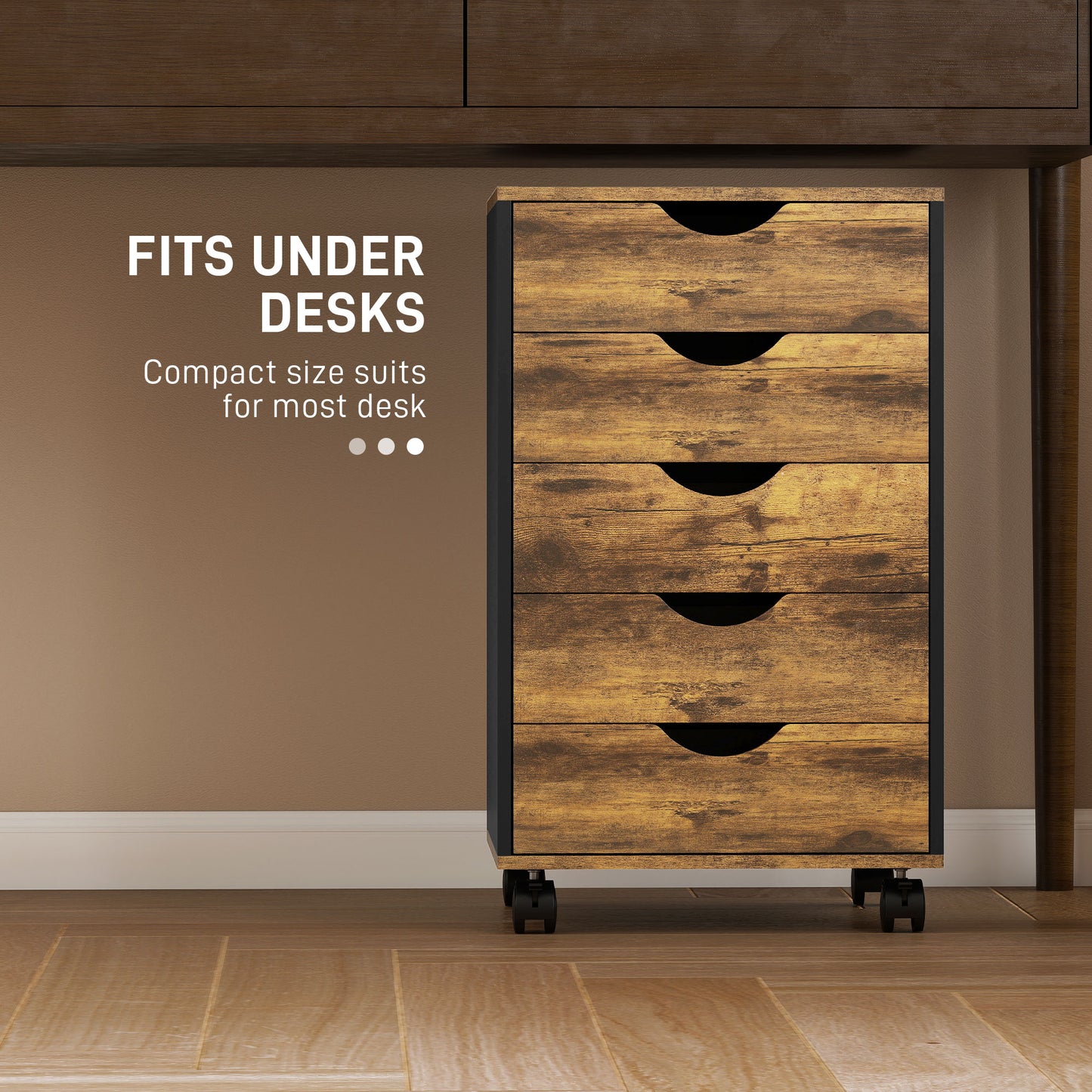 Five-Drawer Filing Cabinet - Rustic Brown