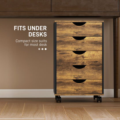 Five-Drawer Filing Cabinet - Rustic Brown