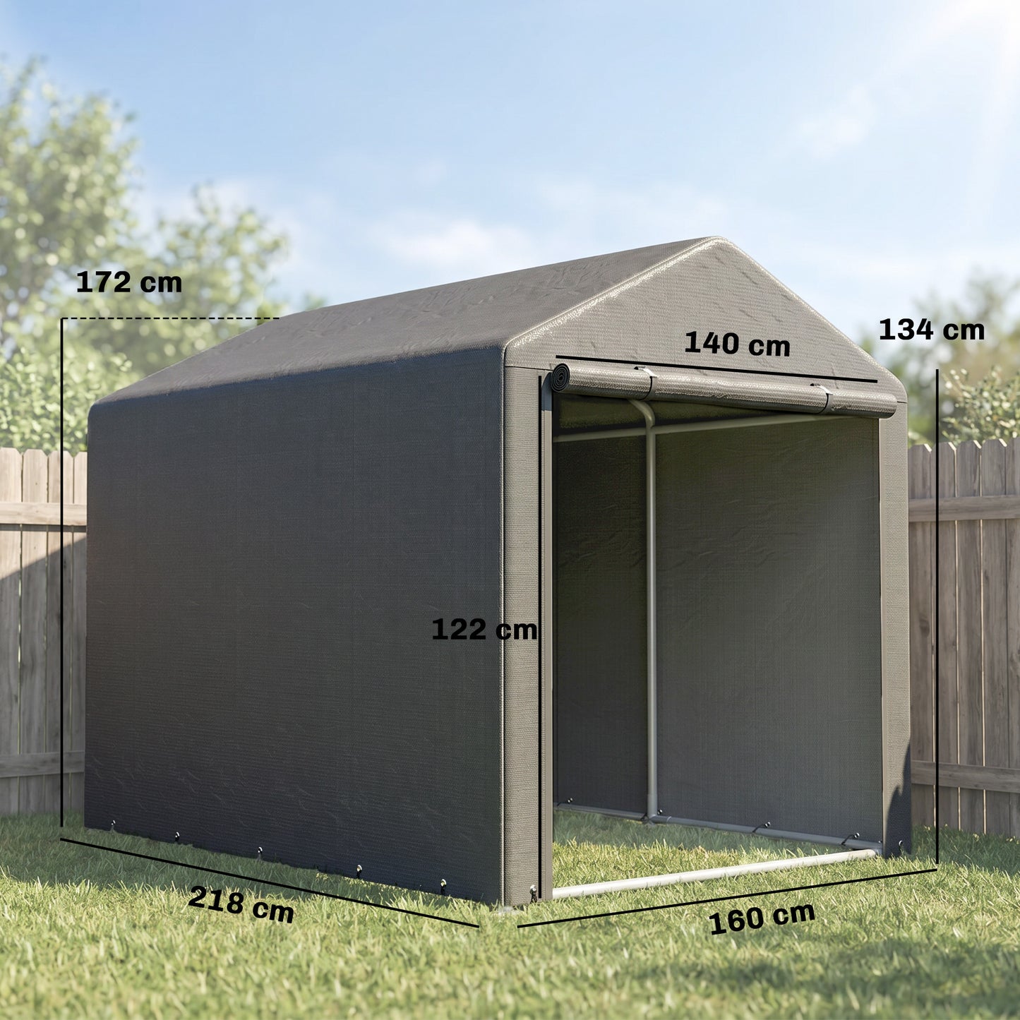 2.2 x 1.6 m Outdoor Storage Tent, with Accessories - Dark Grey
