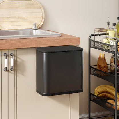 8L Hanging Kitchen Bin, Rubbish bin with Lid and Removable Inner Bucket for Kitchen Cabinet Door, Under Sink, Office