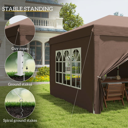 3 x 6 m Pop Up Gazebo with Sides and Windows, Height Adjustable Wedding Camping Party Tent Canopy Marquee with Storage Bag fo