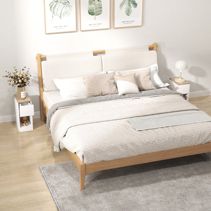 Set of Two Modern Storage Bedside Tables - Cream White