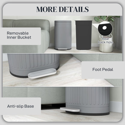 30L Metal Kitchen Bin, with Soft-Close Lid - Grey