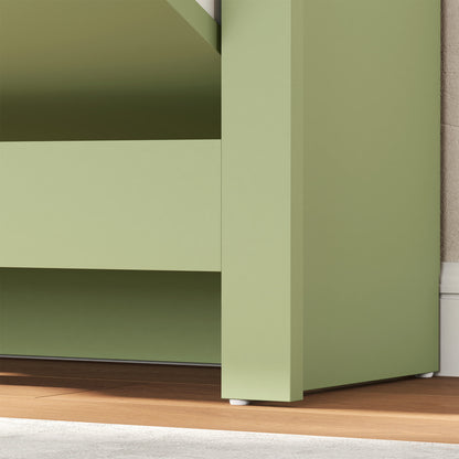 Slim Shoe Cabinet, Narrow Shoe Cupboard with 2 Flip Drawers, Adjustable Shelves for 12 Pairs of Shoes, Green