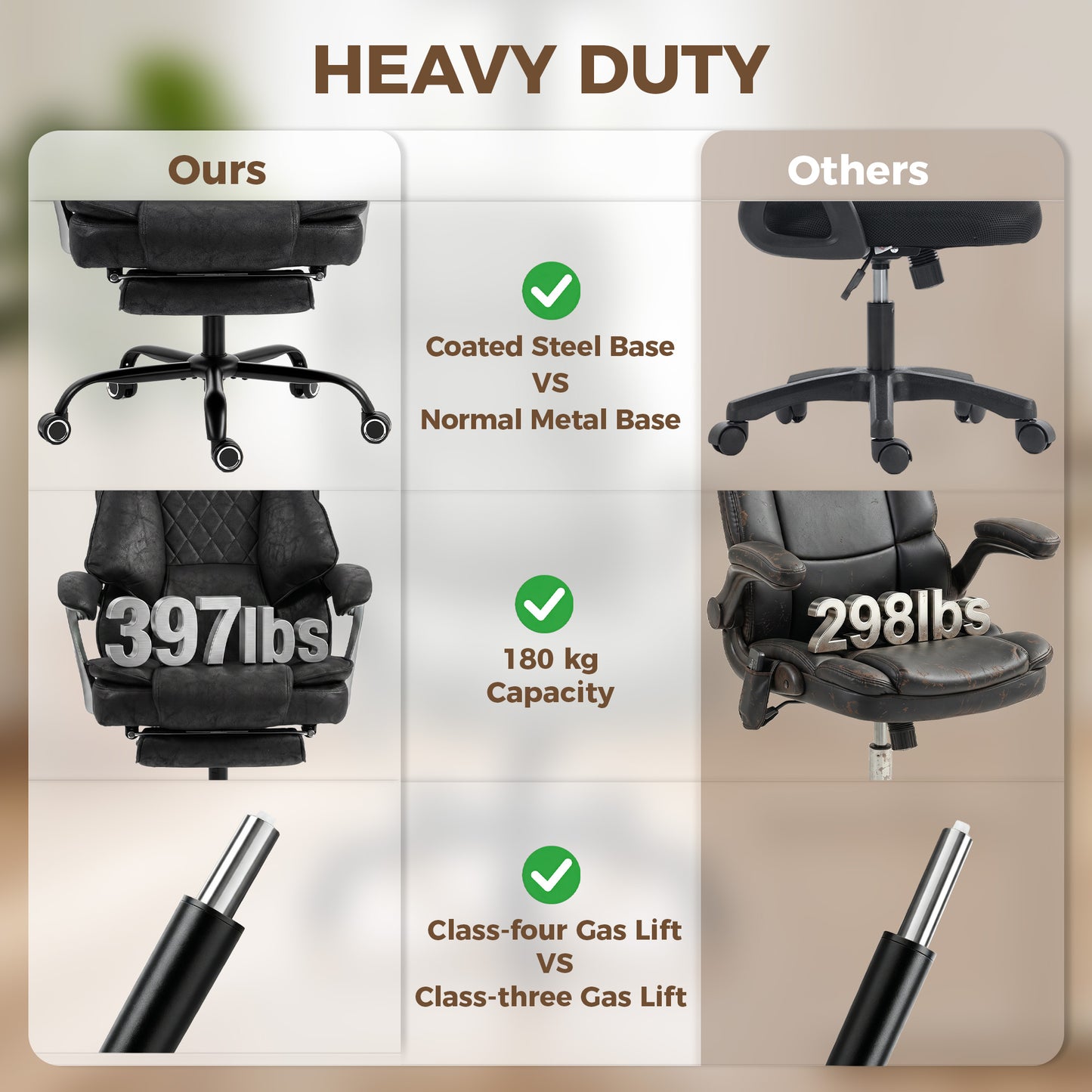Executive Office Chair, Leathaire Big and Tall Office Chair 180 kg with Wide Seat, Reclining, Lumbar Support, Black