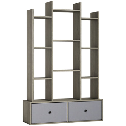 12 Shelf Storage Unit, with Drawers - Graphite Wood Effect