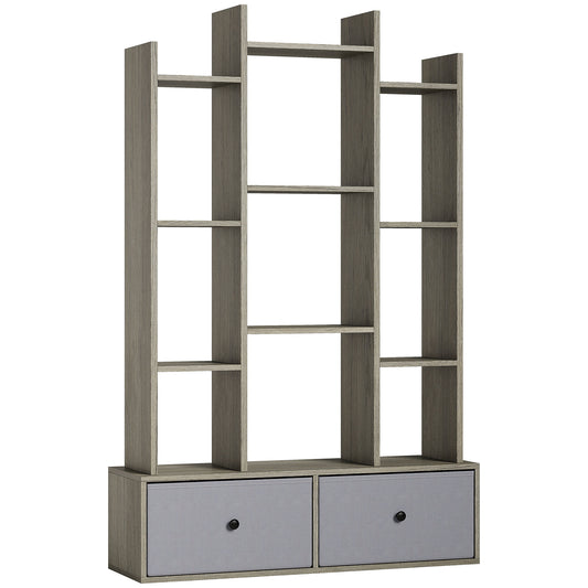 12 Shelf Storage Unit, with Drawers - Graphite Wood Effect