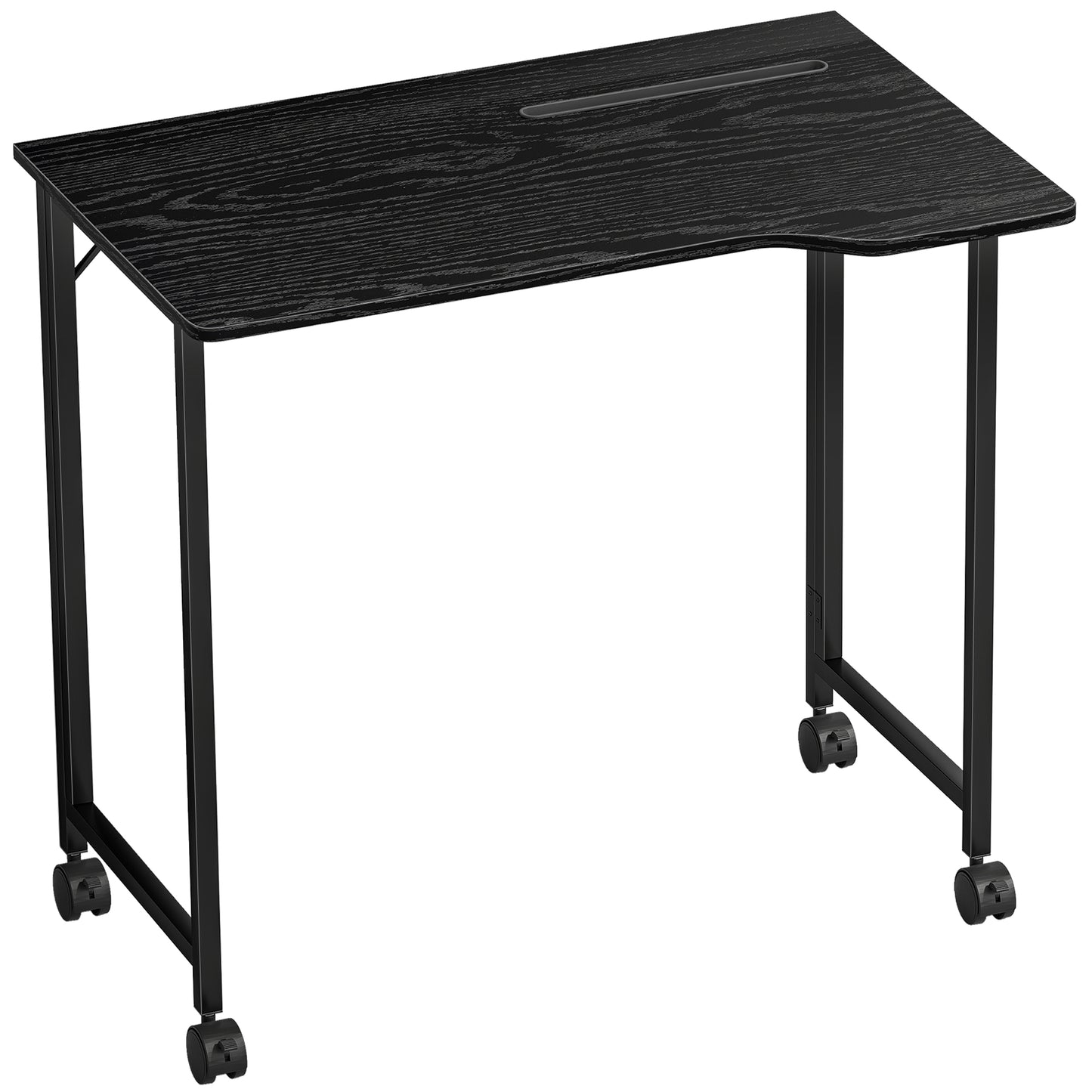 Folding Small Desk on Wheels - Black Wood Effect