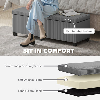 84L Corduroy Storage Ottoman - Grey