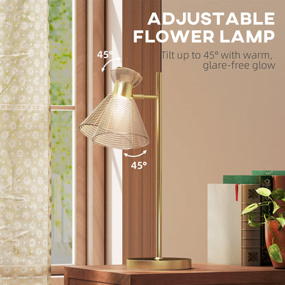 Modern Table Lamp, Bedside Lamp with Adjustable Flower-Shaped Head and E27 Socket for Living Room Bedroom Study