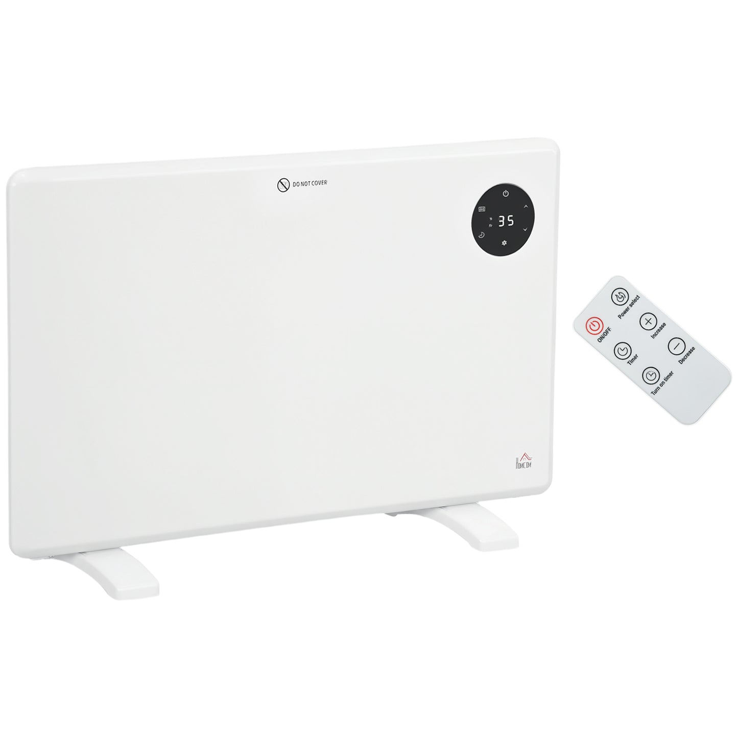 1200W Electric Convector Heater, Freestanding or Wall Mounted, Space Heater with Adjustable Thermostat, Timer, White