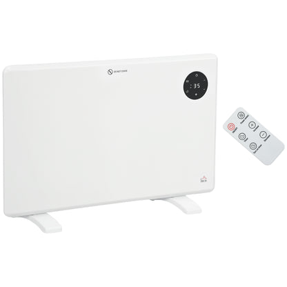 1200W Electric Convector Heater, Freestanding or Wall Mounted, Space Heater with Adjustable Thermostat, Timer, White