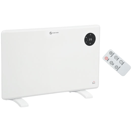 1200W Electric Convector Heater, Freestanding or Wall Mounted, Space Heater with Adjustable Thermostat, Timer, White