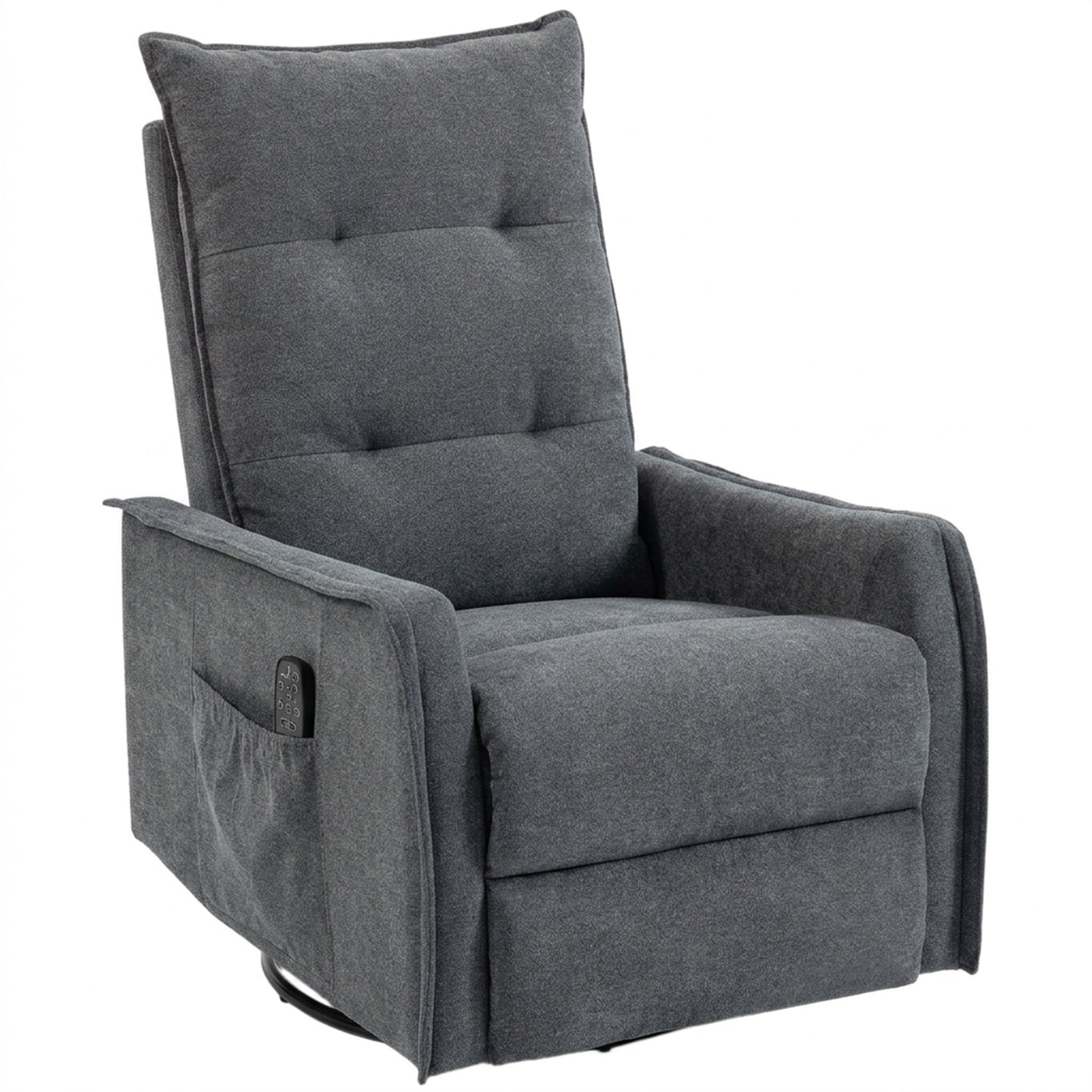 Recliner Armchair, Chenille Recliner Chair with Massage and Heat, 360° Swivel Rocking Manual Recliner, Dark Grey