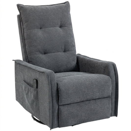 Recliner Armchair, Chenille Recliner Chair with Massage and Heat, 360° Swivel Rocking Manual Recliner, Dark Grey