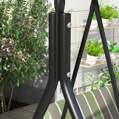 Three-Seater Garden Swing Chair, with Adjustable Canopy - Green