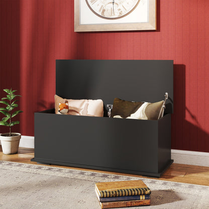 113L Storage Chest, Storage Box with Flip-Top Lid and 2 Safety Hinges, Storage Trunk for Living Room, Entryway