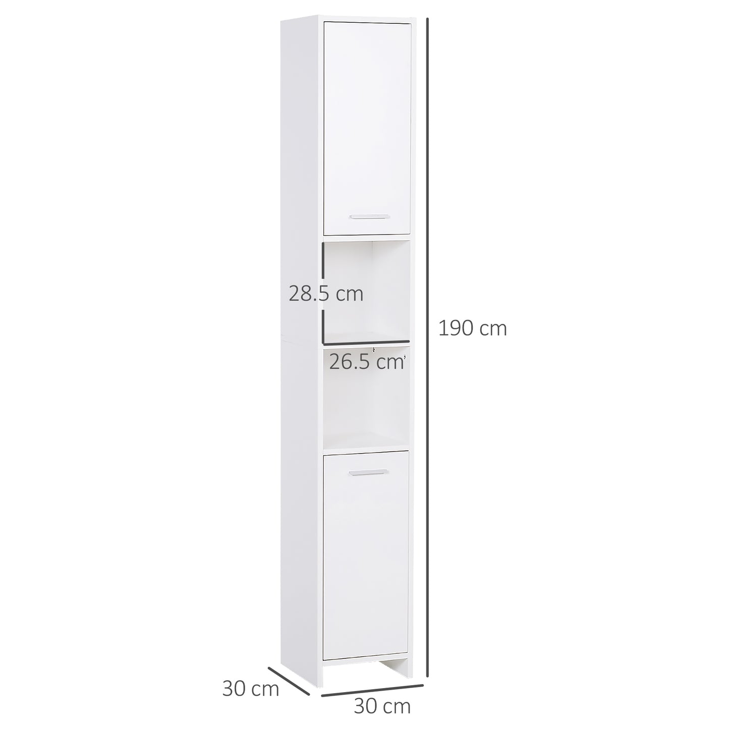 Tall Bathroom Storage Cabinet with Three-position Adjustable Shelves For Neutral Style, Hallway White