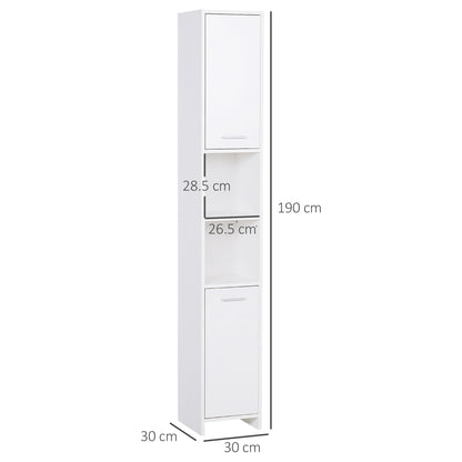 Tall Bathroom Storage Cabinet with Three-position Adjustable Shelves For Neutral Style, Hallway White