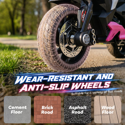 Kids Electric Motorcycle, 6V Ride on Motorcycle with 3 Wheels, LED Headlight, Music, Horn for Boys Girls 3-5 Y, Pink
