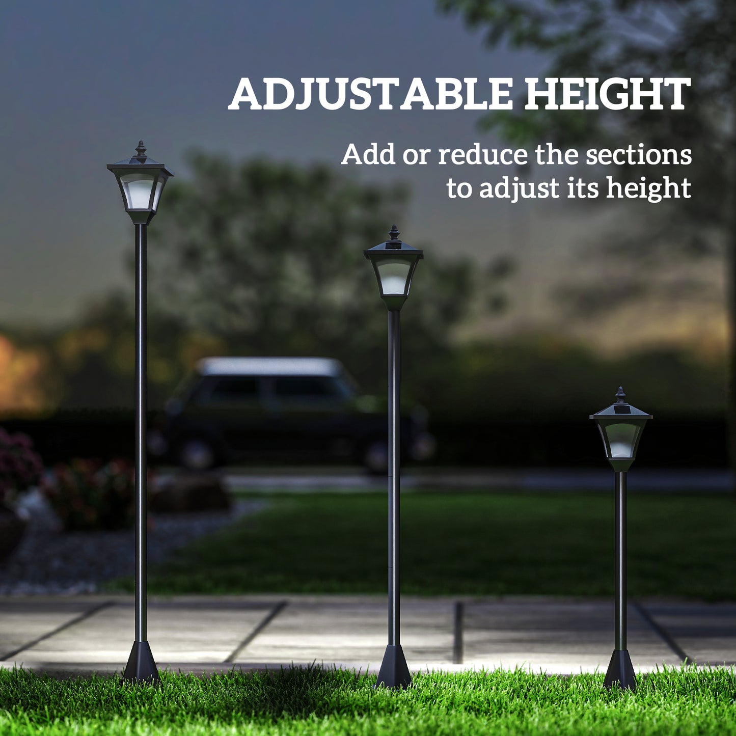 1.2m Solar Powered Outdoor Lamp Post - Black